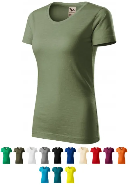 Dames T-shirt, gestructureerd biologisch katoen, khaki