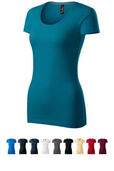 Dames T-shirt met decoratieve stiksels, petrol blue