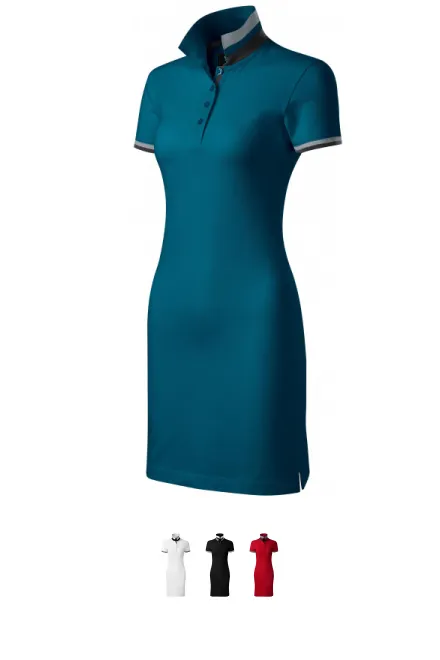 Damesjurk met kraag omhoog, petrol blue