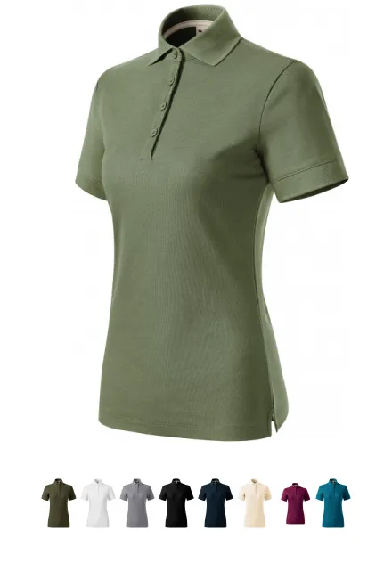 Damespoloshirt van biologisch katoen, khaki