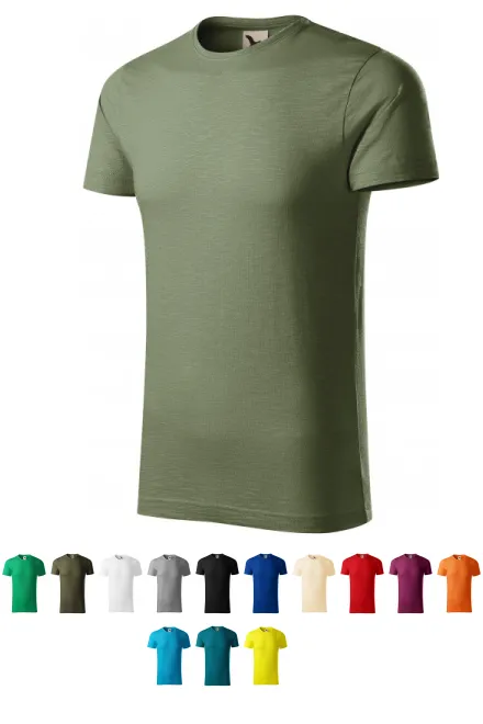 Heren T-shirt, gestructureerd biologisch katoen, khaki