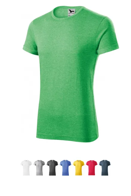 Heren T-shirt met opgerolde mouwen, groen marmer