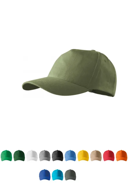 Katoenen pet met 5 panelen, khaki