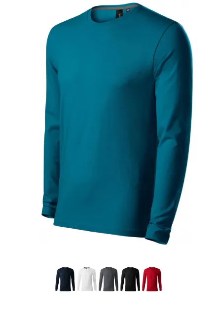 Nauwsluitend heren T-shirt met lange mouwen, petrol blue
