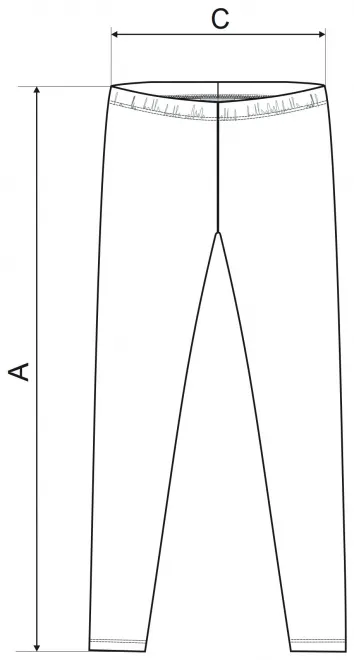 Dames legging - tabel met afmetingen