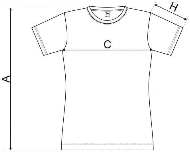 Dames sport T-shirt - tabel met afmetingen