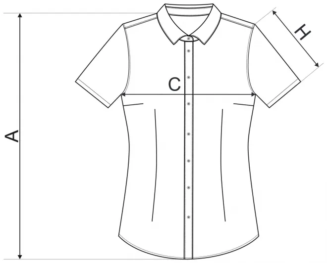 Damesblouse Slim fit - tabel met afmetingen