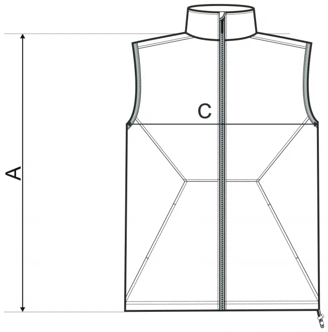 Herenvest - tabel met afmetingen