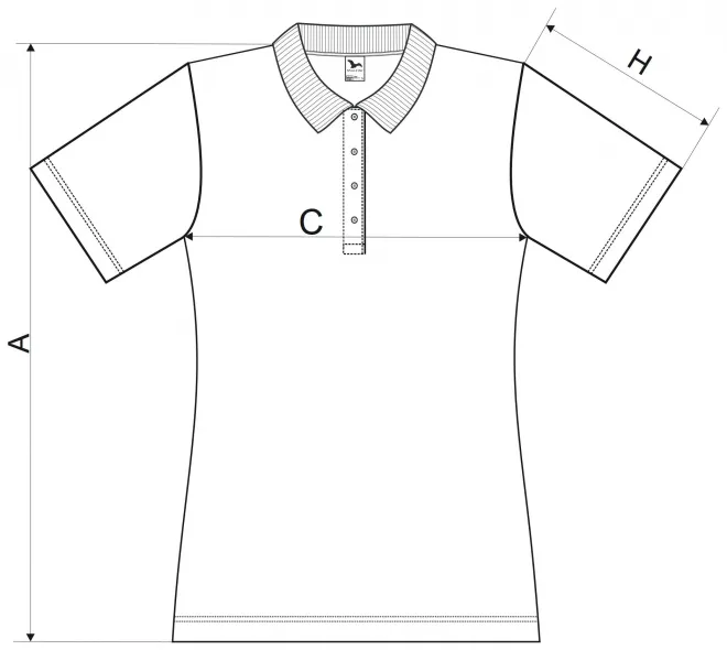 Slim-fit poloshirt voor dames - tabel met afmetingen