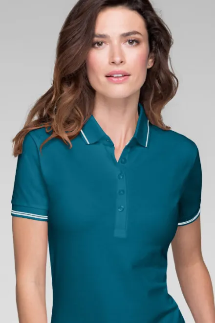 Dames poloshirt met korte mouwen, petrol blue