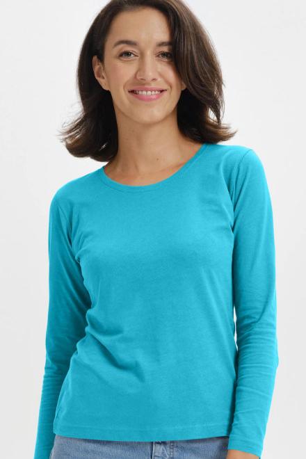 Cuptacc Shirt met lange mouwen voor dames, ronde hals, 3/4 mouwen, effen, basic, elegant T-shirt, zacht comfort, losse trui voor thuis, vrije tijd, onderweg, geel, XXL