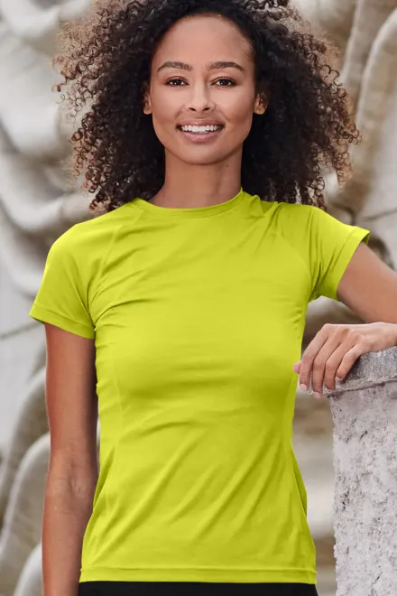 Dames T-shirt voor sport, Neon Geel