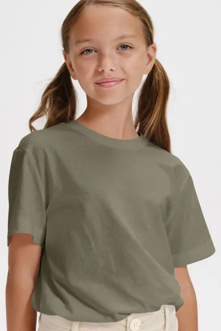 Eenvoudig kinder T-shirt, helder kaki