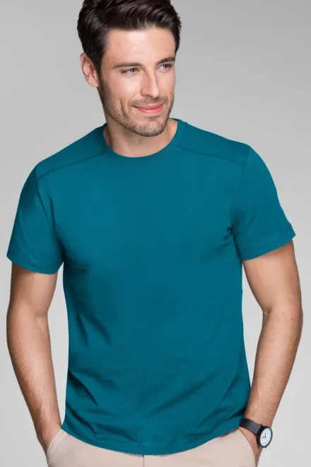 Heren T-shirt versierd, petrol blue