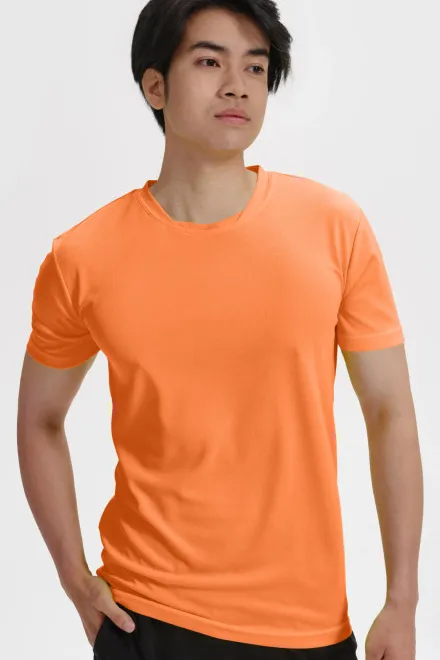 T-shirt met asymmetrische halslijn, neon mandarijn T-shirt met asymmetrische halslijn, neon mandarijn