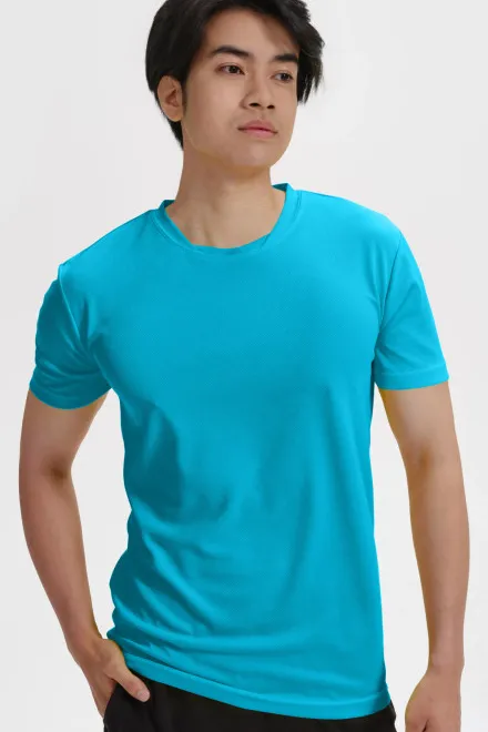 T-shirt met asymmetrische halslijn, turkoois