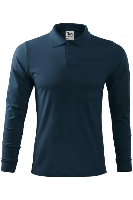 Poloshirt met lange mouwen voor heren - donkerblauw, XL