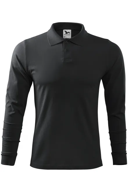 Poloshirt met lange mouwen voor heren - ebbenhout grijs, XL