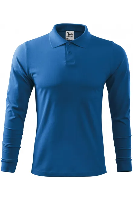 Poloshirt met lange mouwen voor heren - lichtblauw, XL