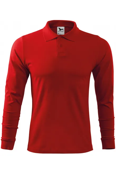 Poloshirt met lange mouwen voor heren - rood, XL