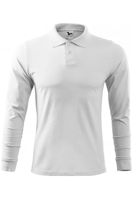 Poloshirt met lange mouwen voor heren - witte, XL