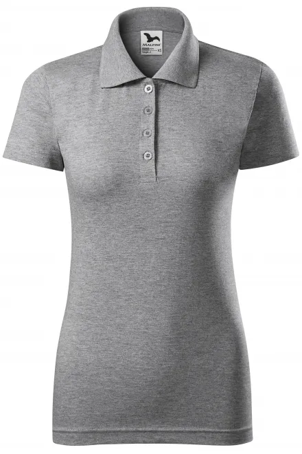 Slim-fit poloshirt voor dames - donkergrijs marmer, XS